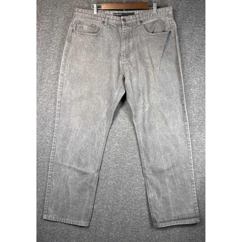 Rocawear Gray Classic Fit Jeans Mens 40 Denim Straight Leg Casual Skater Flap Po - Picture 2 of 12